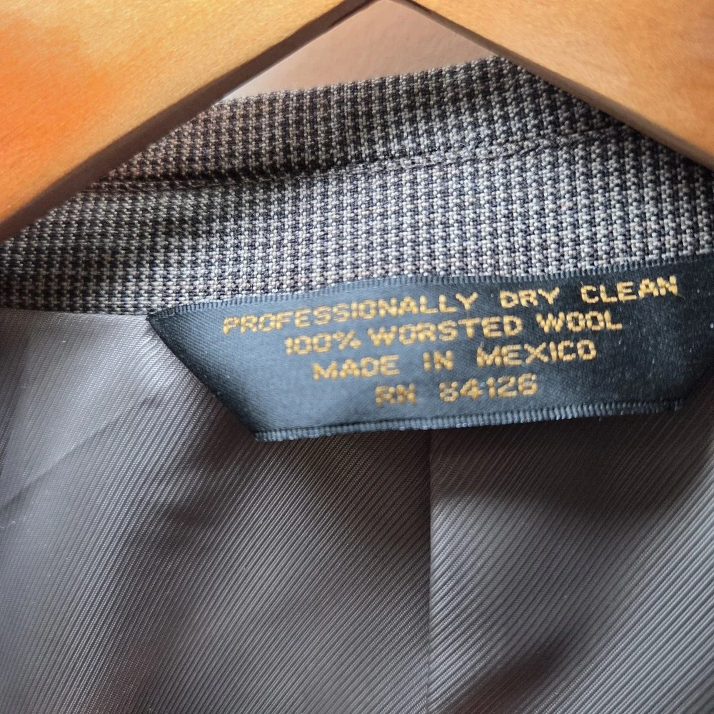 Sturbridge‎ Classics Mens 44L Sport Coat Blazer Brown Houndstooth Wool 2 Button